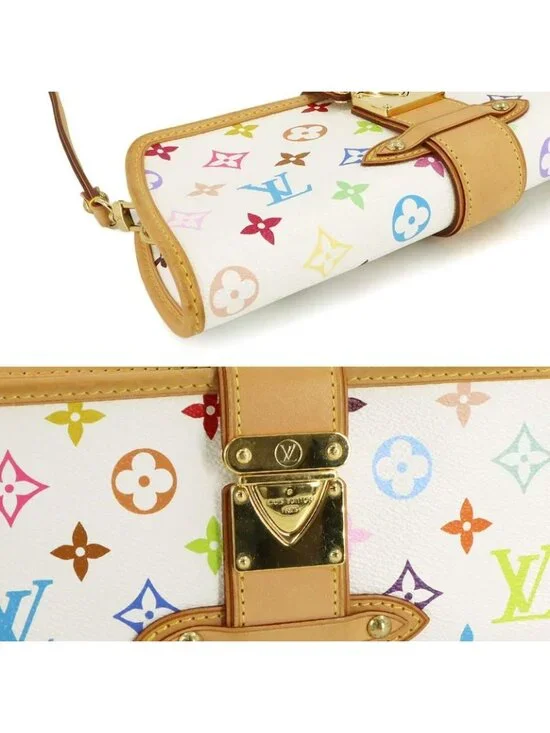 Louis Vuitton Monogram Multicolor Charlie Shoulder Clutch Blanc - Picture 9 of 10